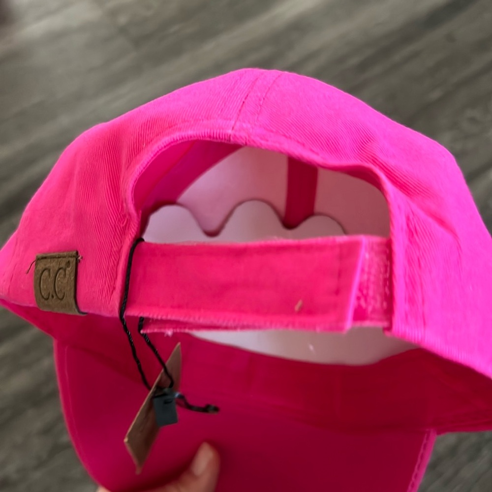 C.C Pink Cotton Baseball Cap Summer Hat Sun Protection NEW Bad Hair Day - Picture 4 of 5